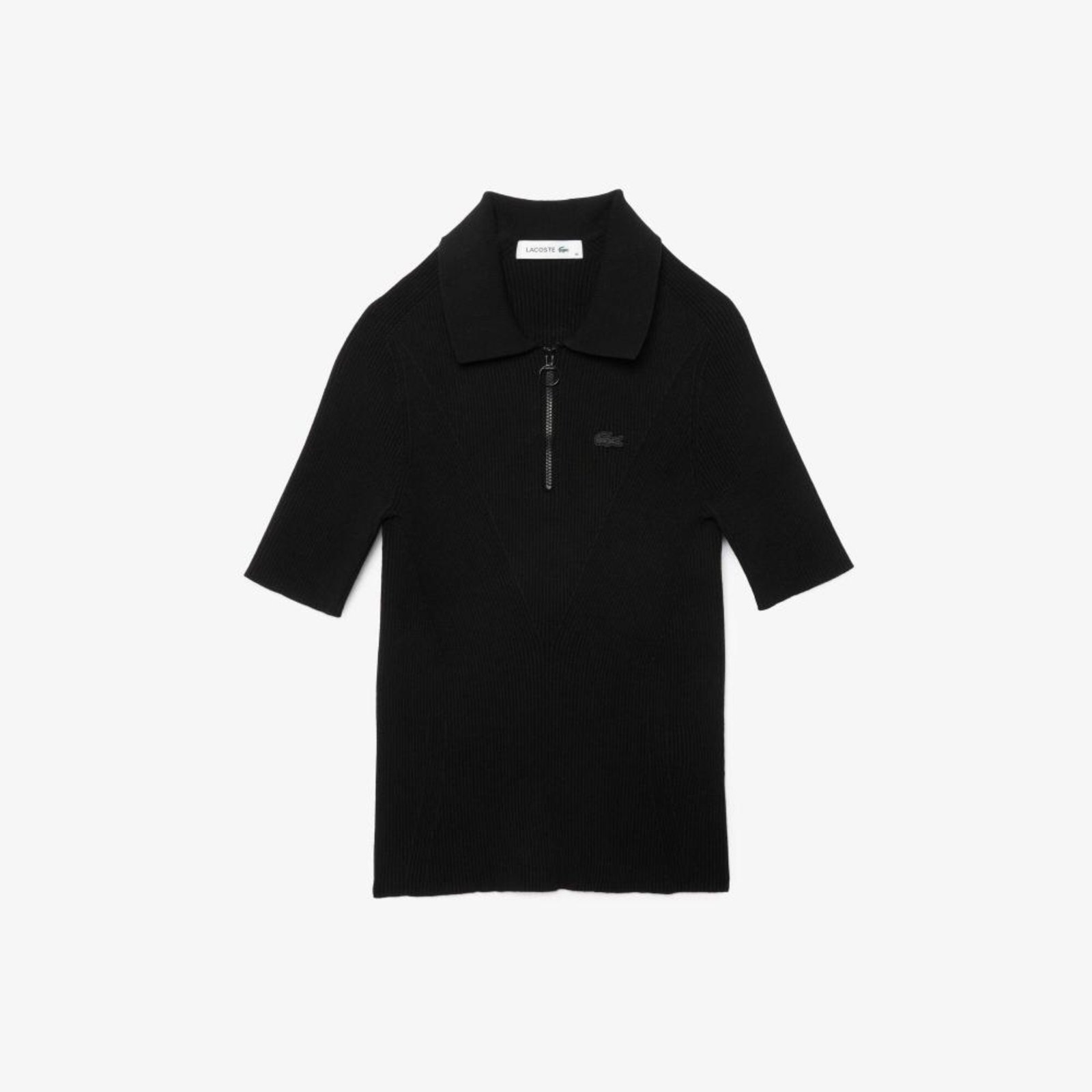 Imagem principal Camisa polo Lacoste de malha canelada com zíper no pescoço Lacoste preto