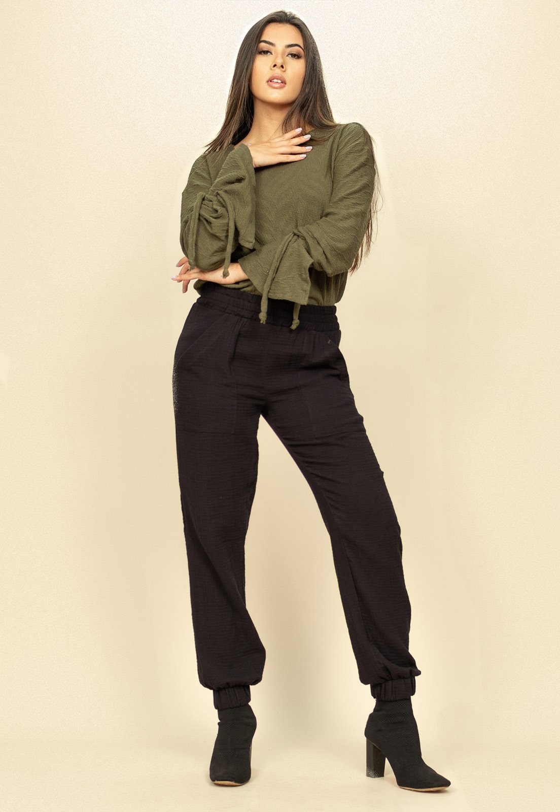 Imagem principal Calça Piaba de Algodão Preto Amazonia Vital verde militar