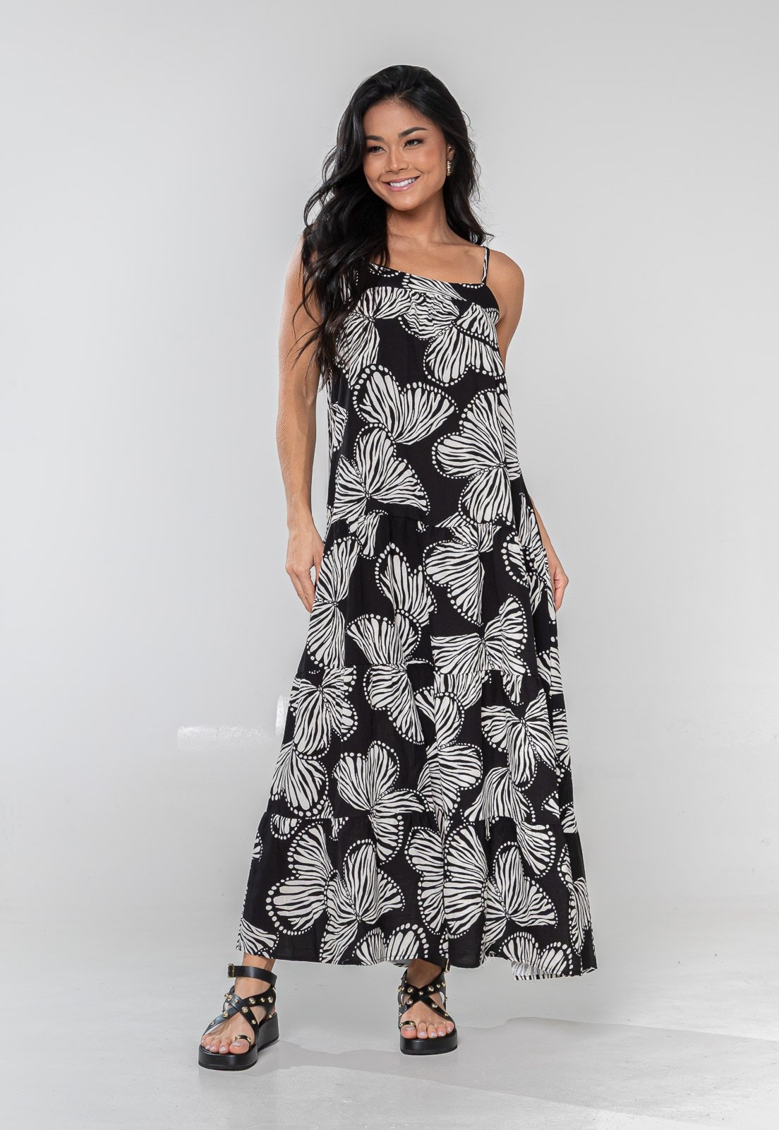 Imagem principal Vestido Aura Samanta Alças Borboleta Aura preto