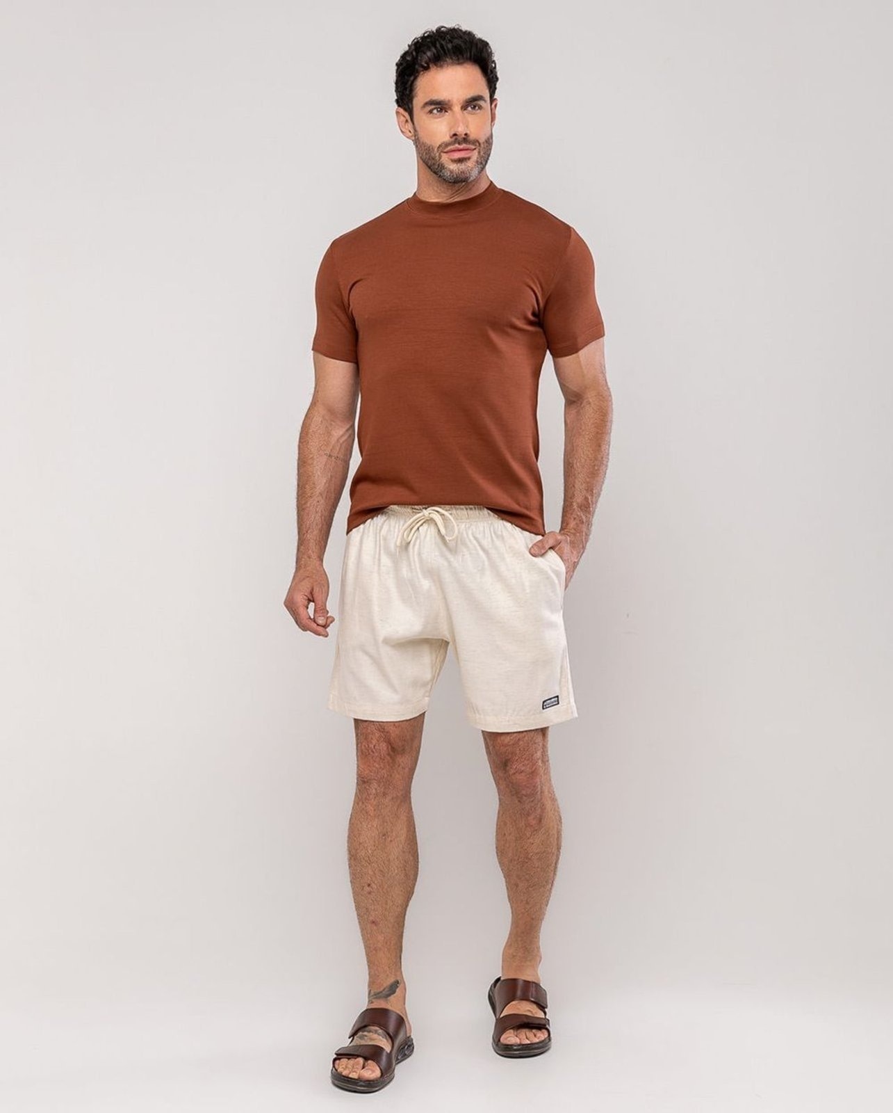 Imagem principal Bermuda Linho Masculina com Cordão 26235 Linho Consciência bege