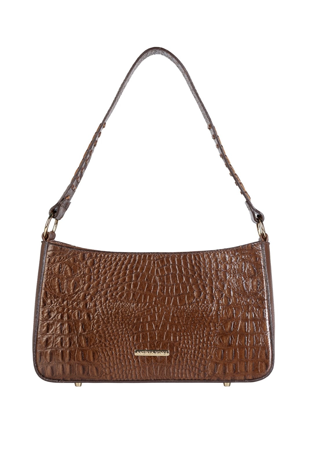 Imagem principal Bolsa de ombro em couro croco baguete Liah - Whisky Andrea Vinci preto