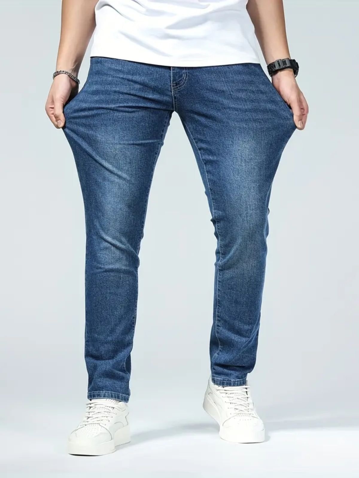 Imagem principal Calça Jeans Masculina Kovali Slim Fit Confortável Com Elastano Moderna Para O Dia A Dia Escuro KOVALI FASHION STORE azul/jeans azul