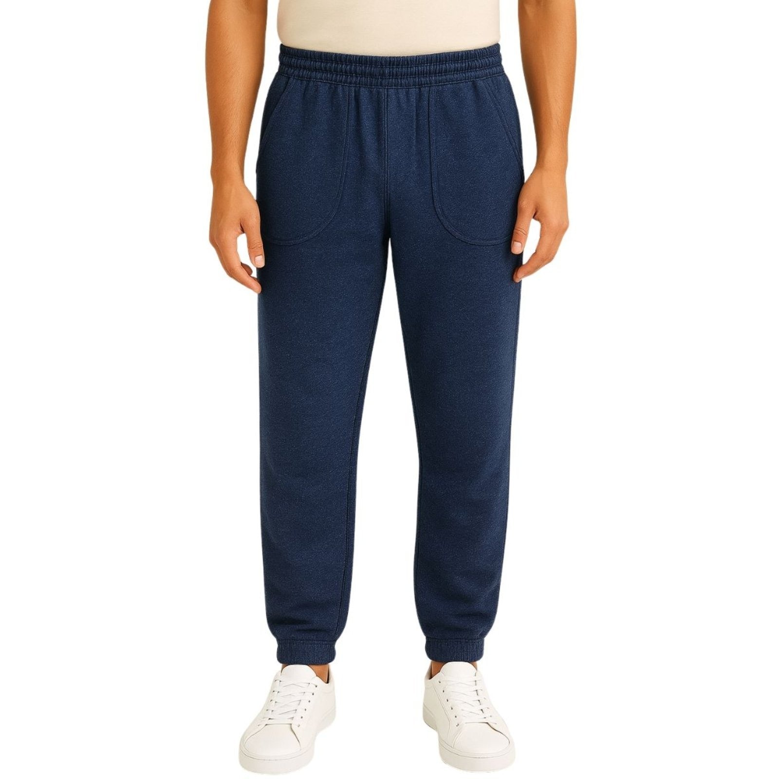 Imagem principal Calça de Moletom FMF Masculina Mescla Slim com Elastano Conforto e Estilo Casual Marinho FMF azul marinho