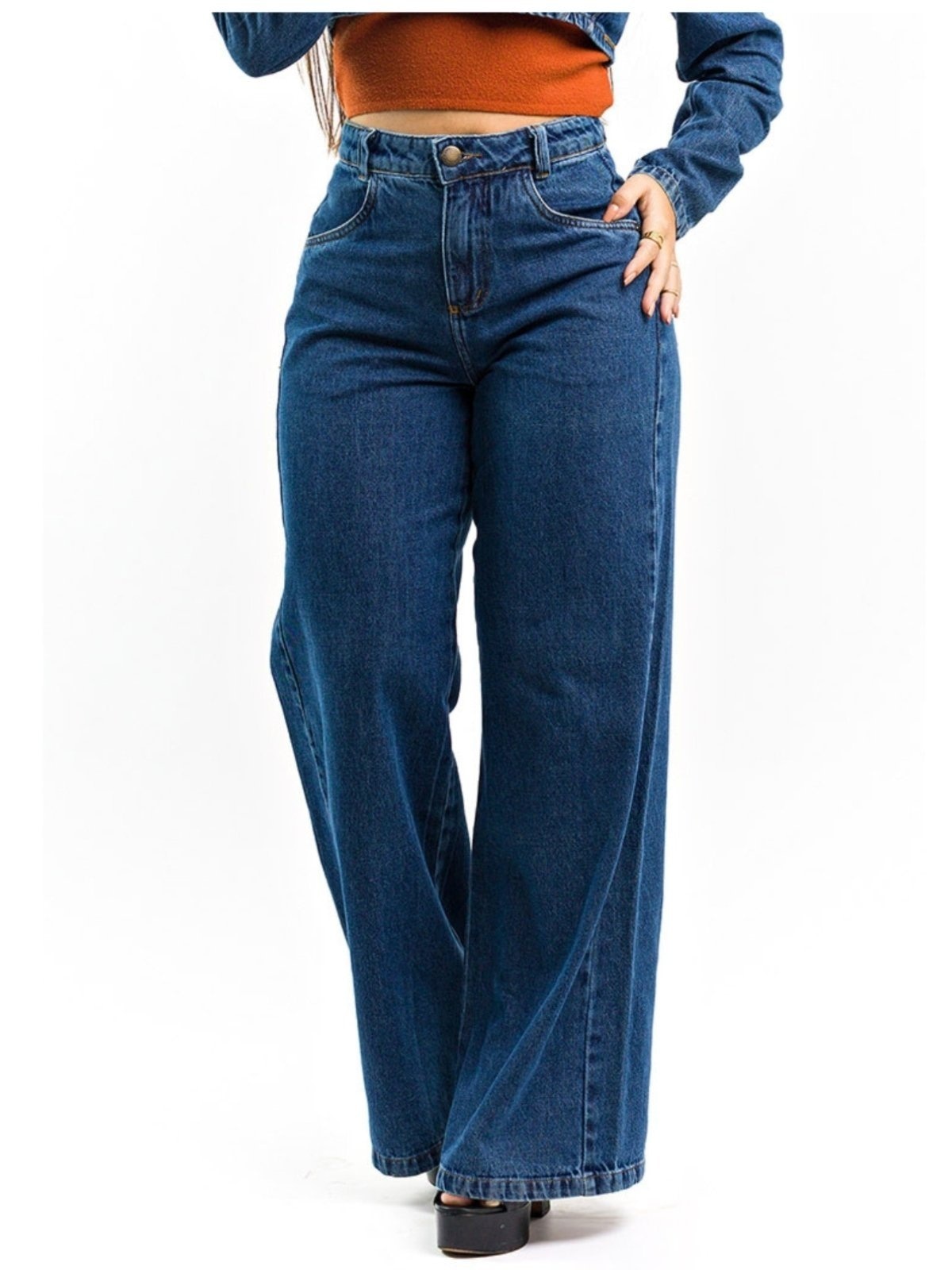 Imagem principal Calça Wide Leg Restrito Jeans Pantalona Premium Restrito Jeans azul