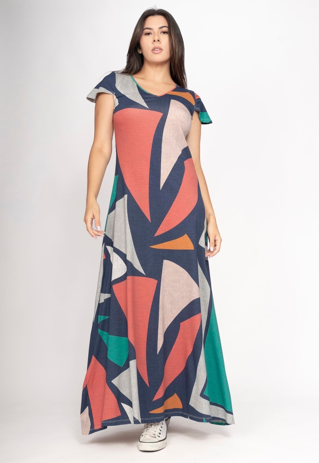 Imagem principal Vestido Amazonia Vital Amanara Longo Malha Geometrias do Tempo Amazonia Vital estampado