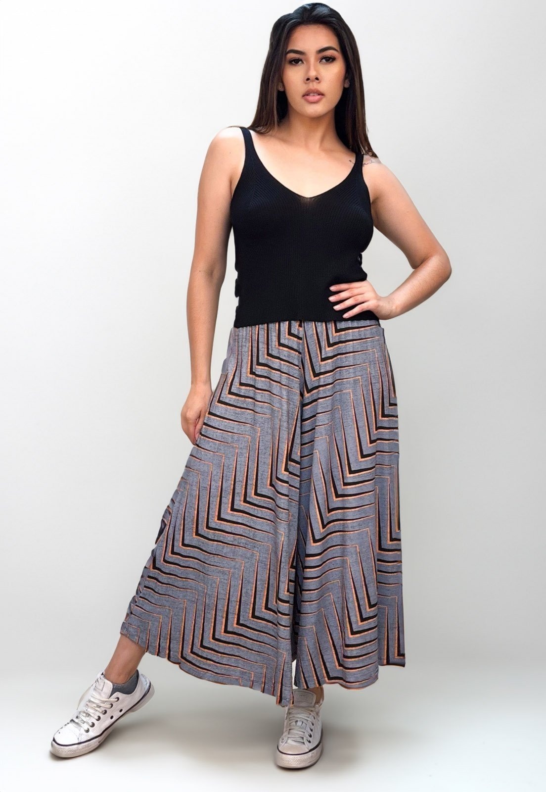 Imagem principal Calça Pantacourt Cabanafree Saia Malha Macaúba Estampa Murici Cabanafree cinza/estampado