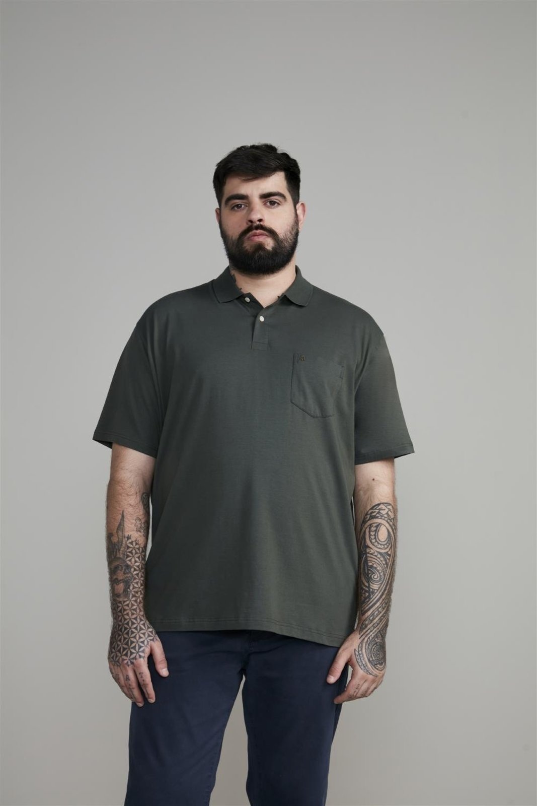 Imagem principal HIGHSTIL Polo Manga Curta com Bolso Comfort Malha Básica Escuro HIGHSTIL verde