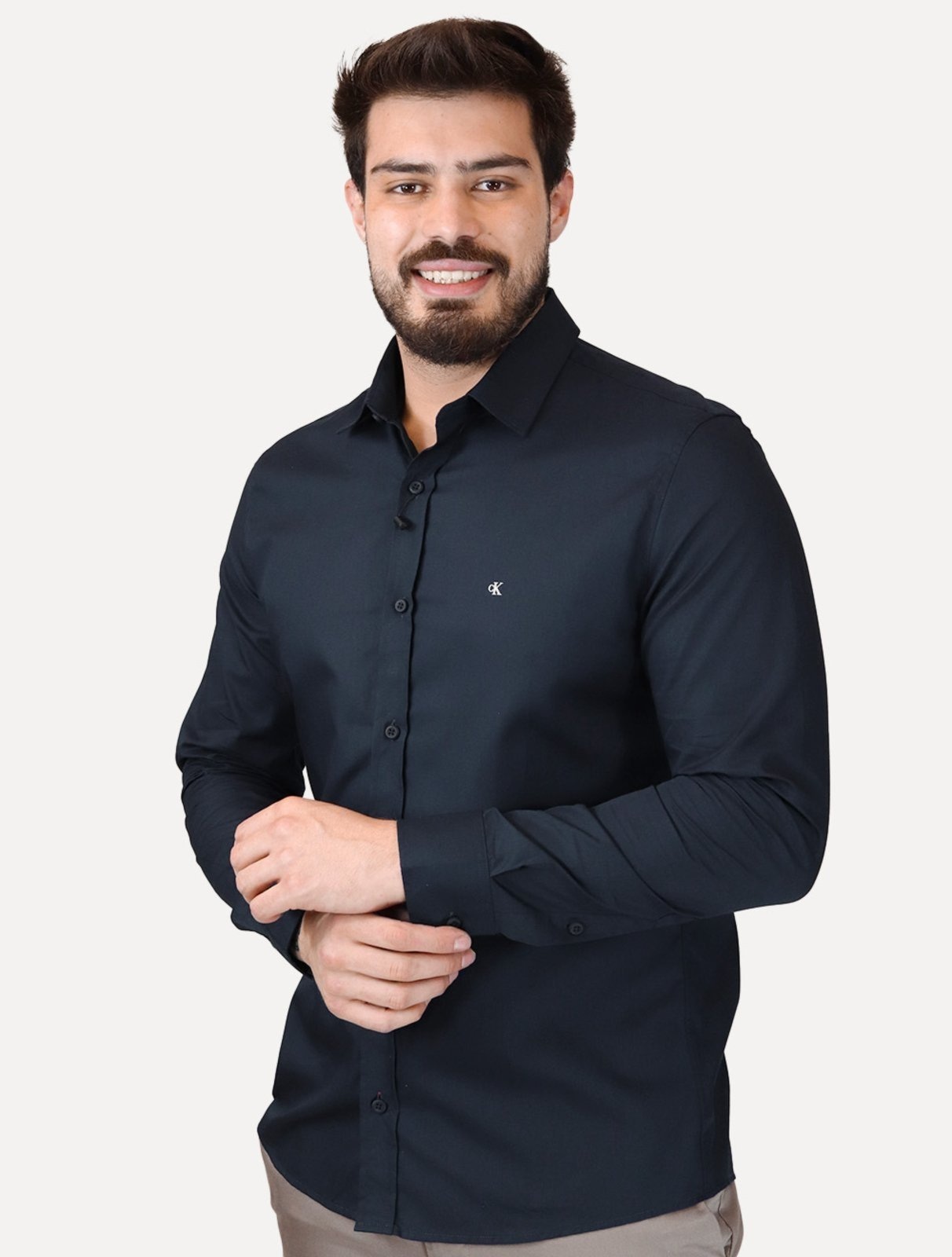 Imagem principal Camisa Calvin Klein Jeans Masculina Regular Plain Light CK Logo Calvin Klein azul marinho