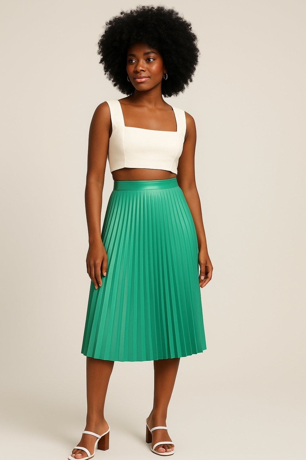 Imagem principal Saia Midi D Bell Outlet Fashion Plissada D BELL OUTLET FASHION verde