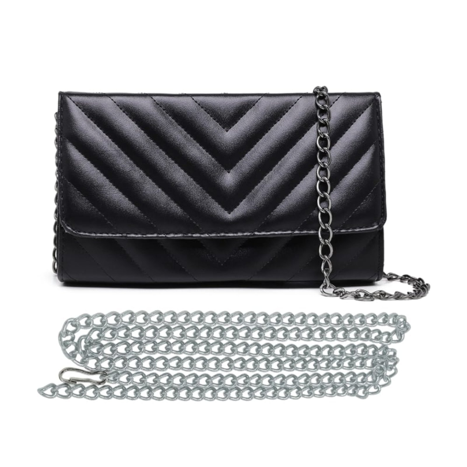 Imagem principal Bolsa Feminina Preta Elegante Clutch De Mão e Ombro Pequena 2 Alças Removíveis Moda Festa Balada Madrinha CARMELO SHOES preto