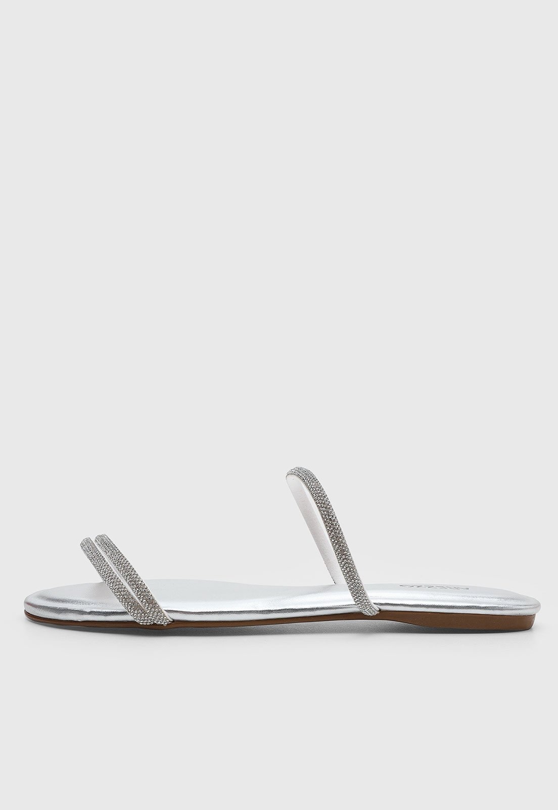 Imagem principal Rasteira Feminina Arezzo Tiras Brilhantes Prateada Arezzo prata