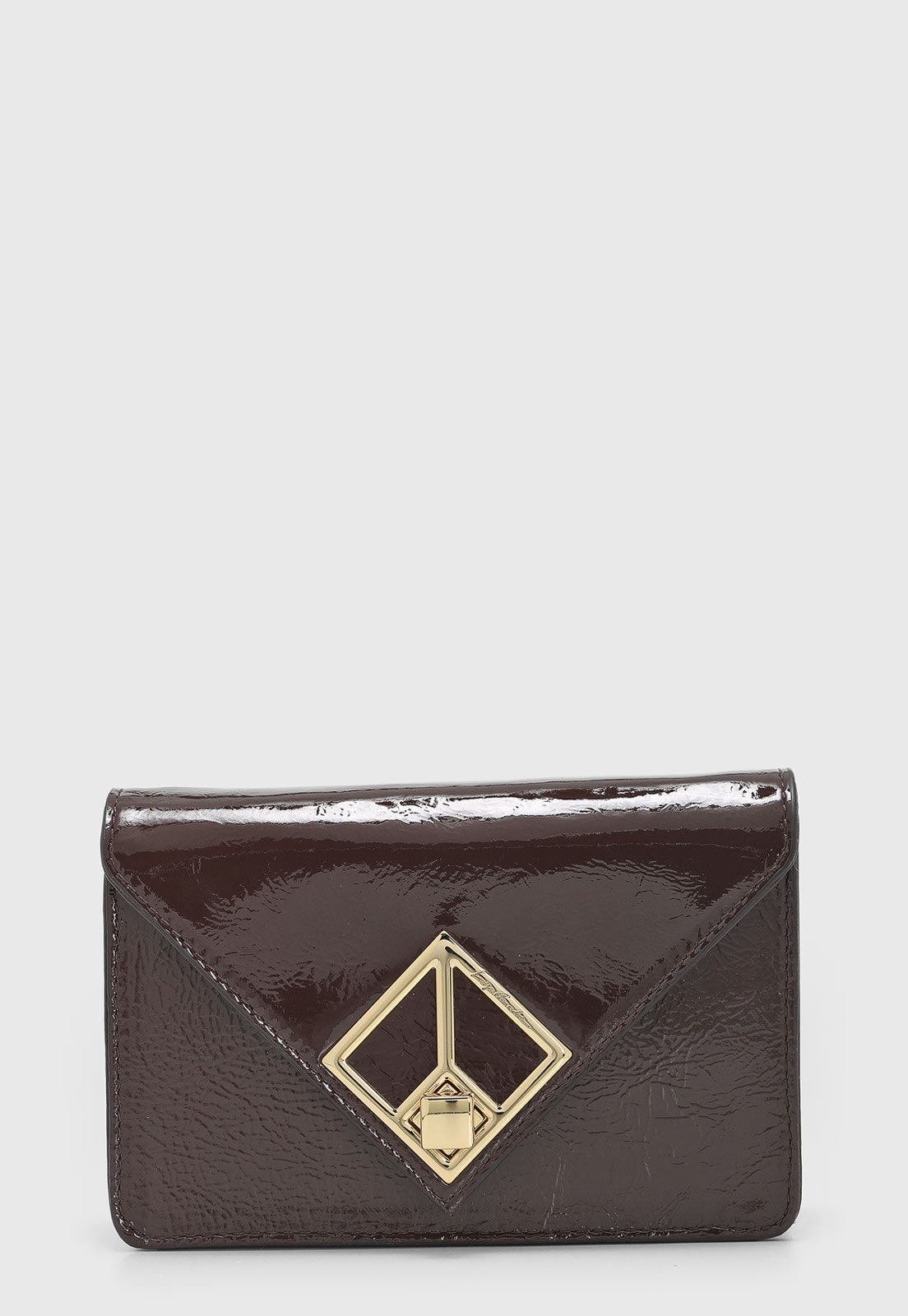 Imagem principal Bolsa Pequena Feminina Luiza Barcelos Alça Corrente Fecho Geométrico Luiza Barcelos marrom