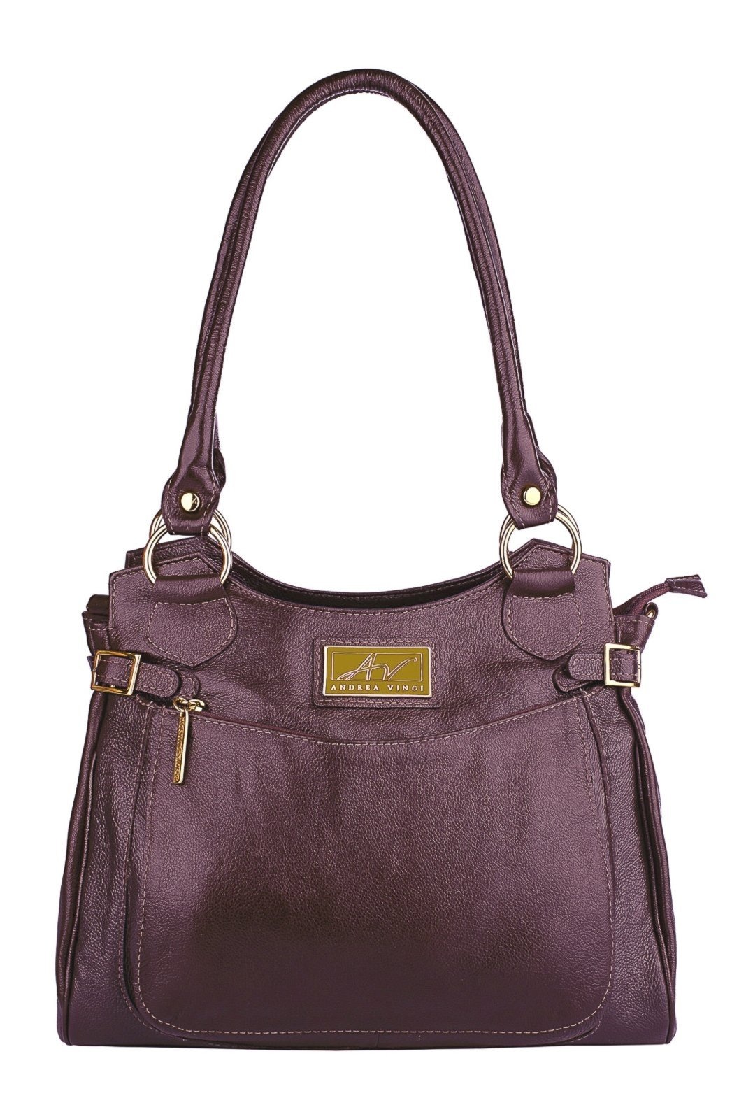 Imagem principal Bolsa Andrea Vinci grande de couro liso Lúcia - Marsala Andrea Vinci bege