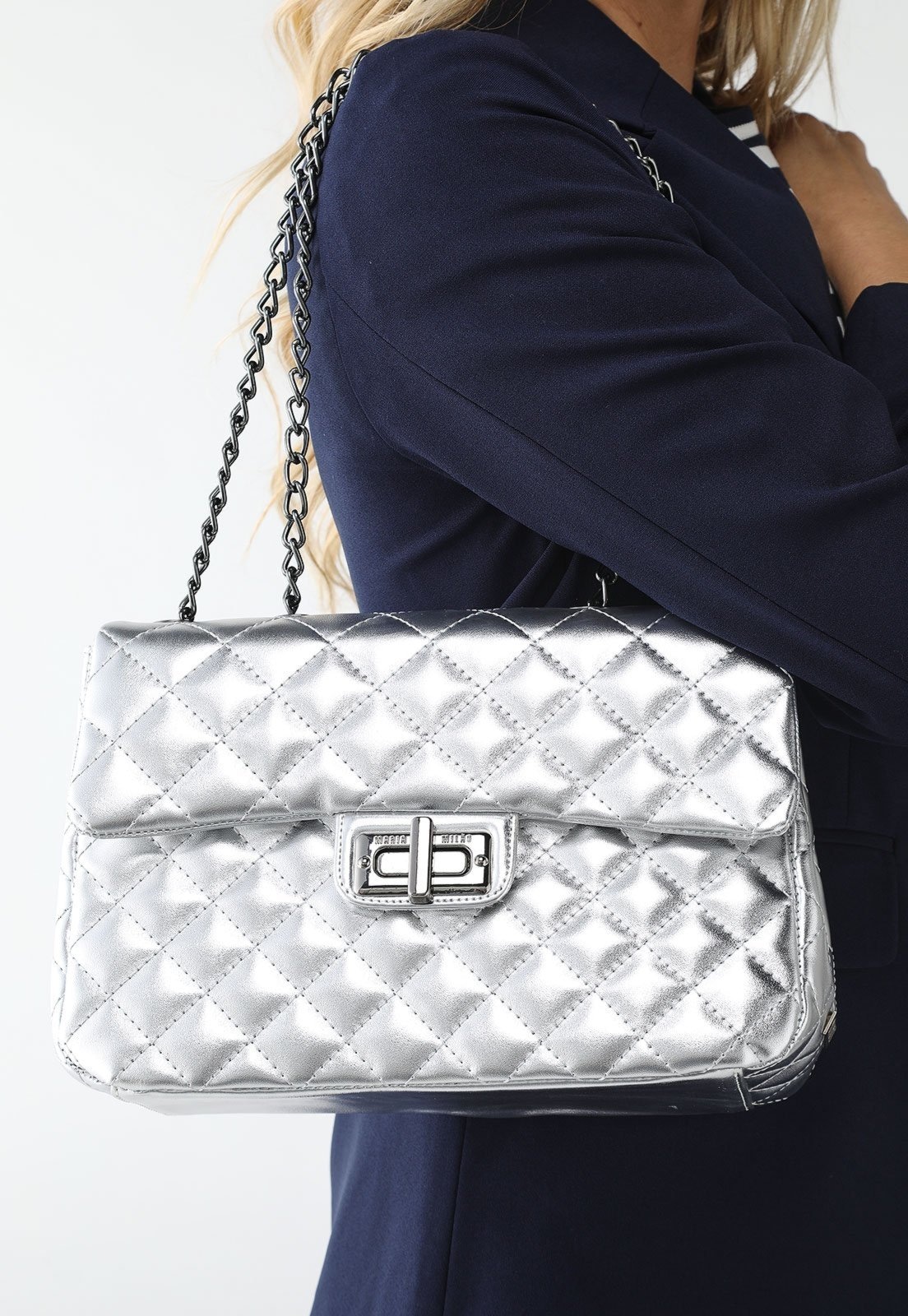 Imagem principal Bolsa Feminina Maria Milão Matelassê Metalizada Maria Milão cinza/cobre/prata/prata velho