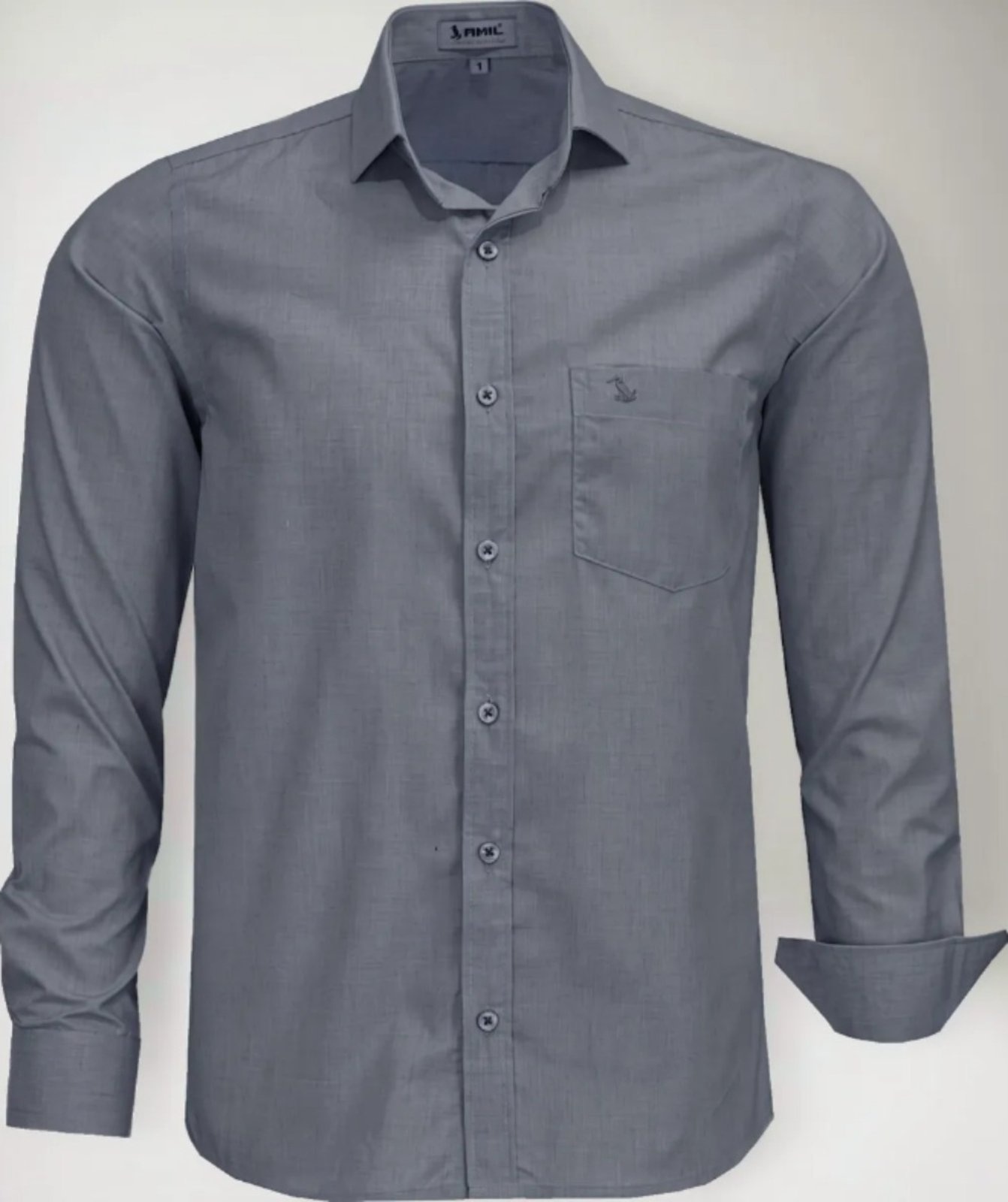 Imagem principal Camisa Social Amil Isildur Comfort Misto Mesclado Manga Longa C/Bolso Luxo Chumbo Amil cinza