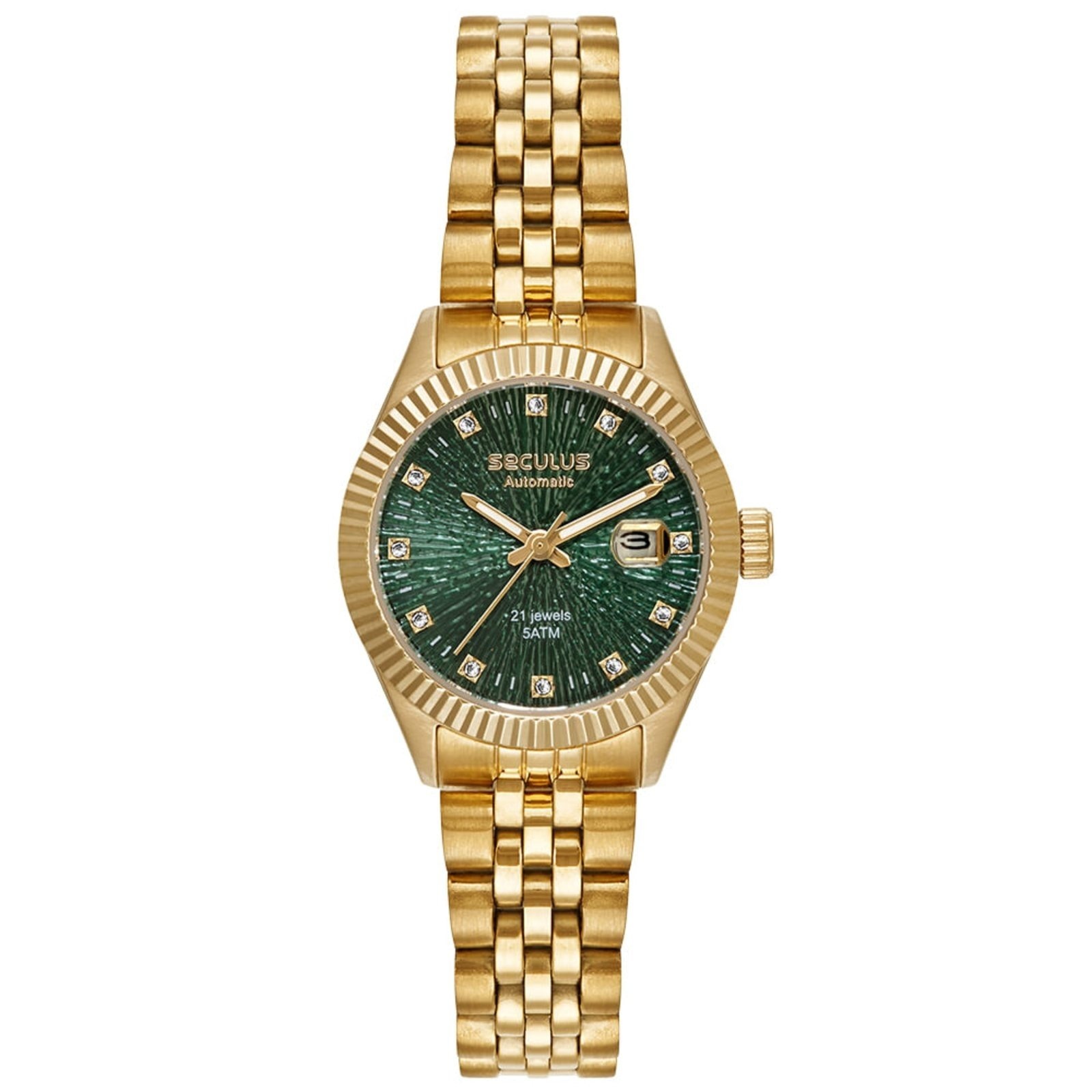 Imagem principal Relógio Feminino Seculus Automático Visor Verde Seculus dourado verde
