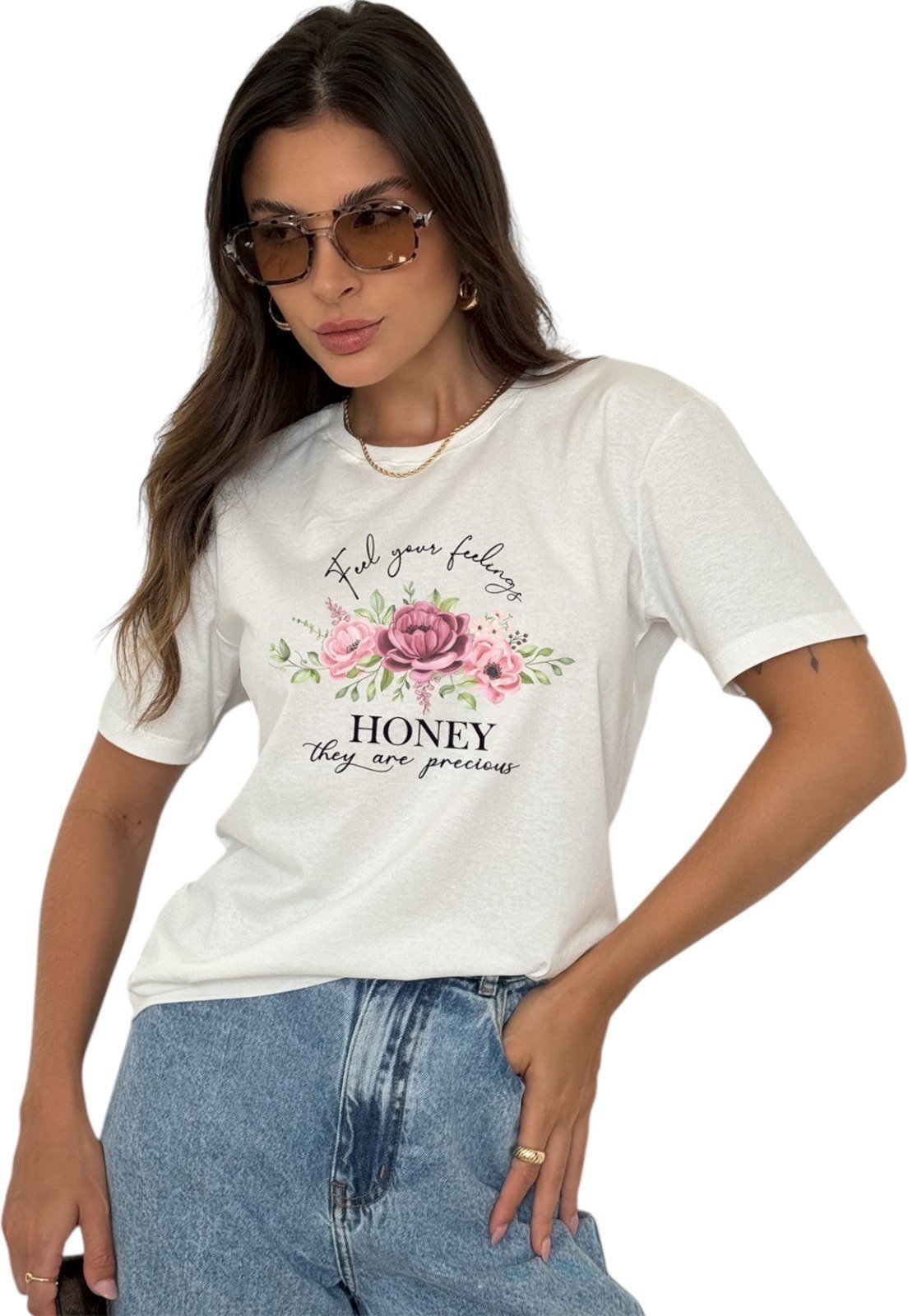 Imagem principal Camiseta Cianitas Off Estampa Honey Cianitas off-white honey