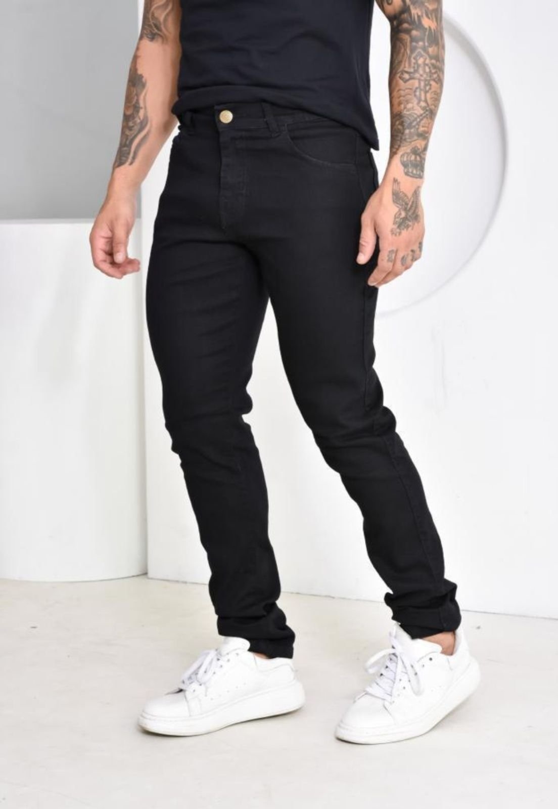 Imagem principal Calça Jeans Masculina Slim Black linha Premium Modelo Fashion Preta ED E A E JEANS preto black