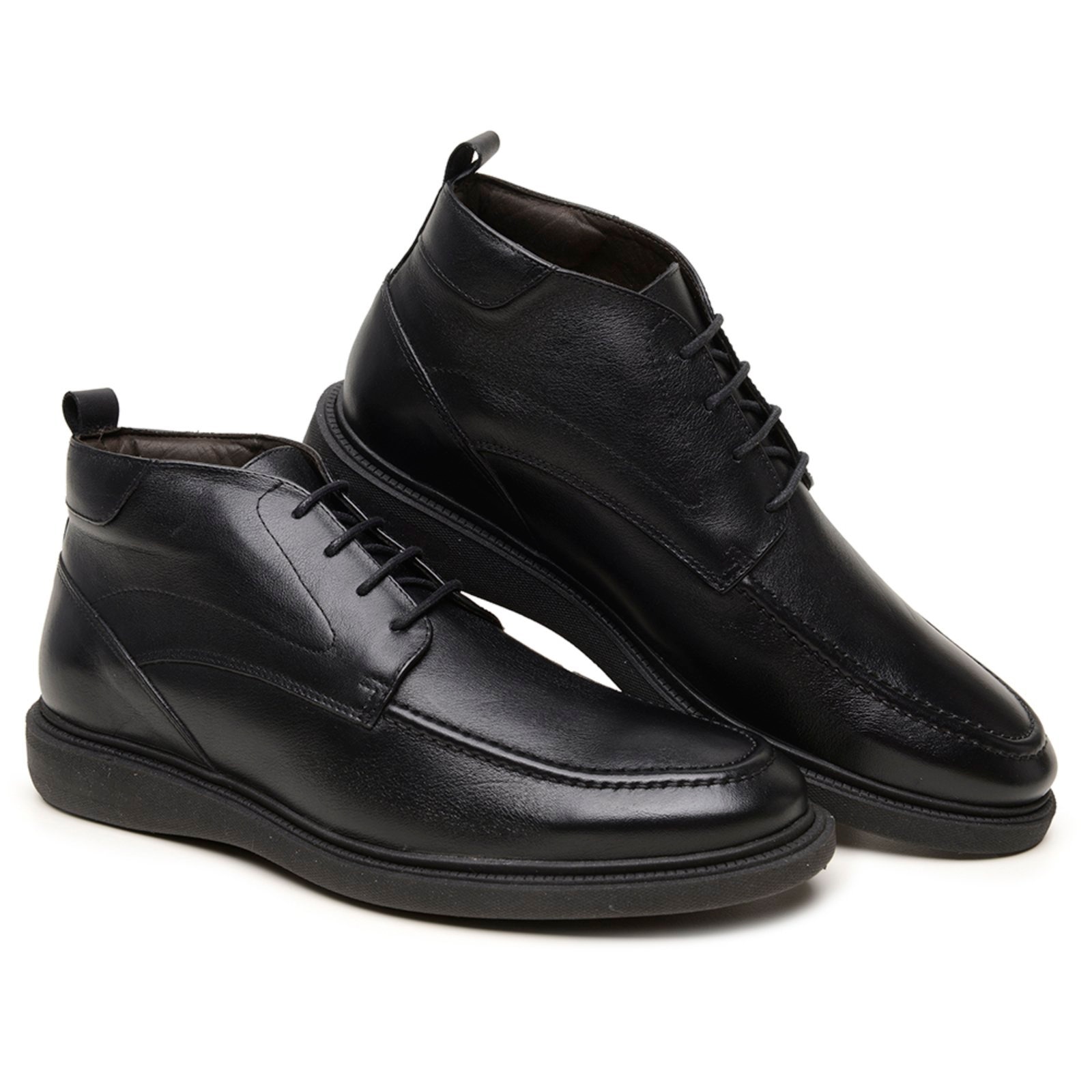 Imagem principal Sapato Masculino Veritimo Botinha Em Couro Casual Social Cano Baixo Amarrar Conforto Veritimo preto