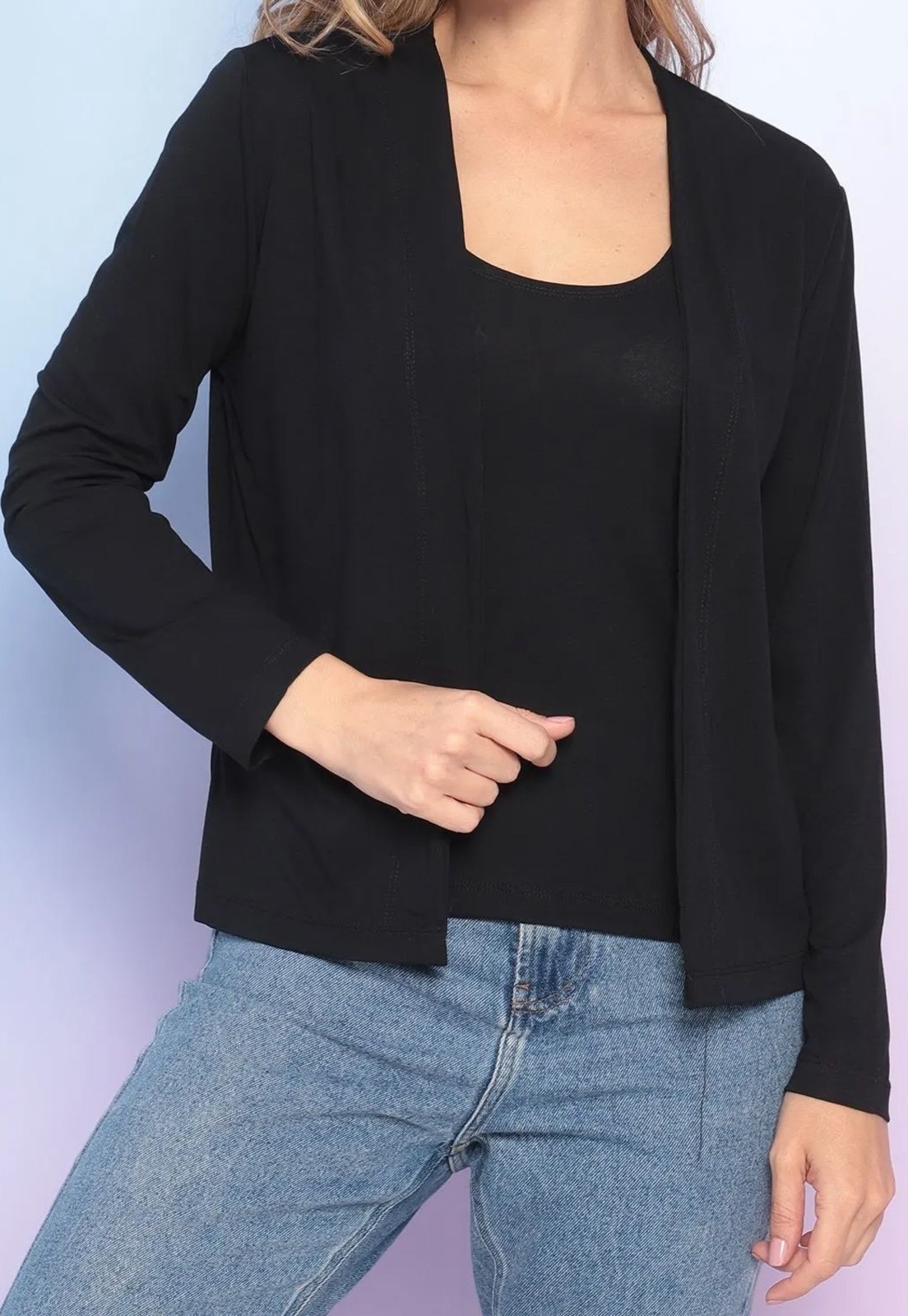 Imagem principal Conjunto Viscolycra Regata e Casaquinho Maria Paes preto