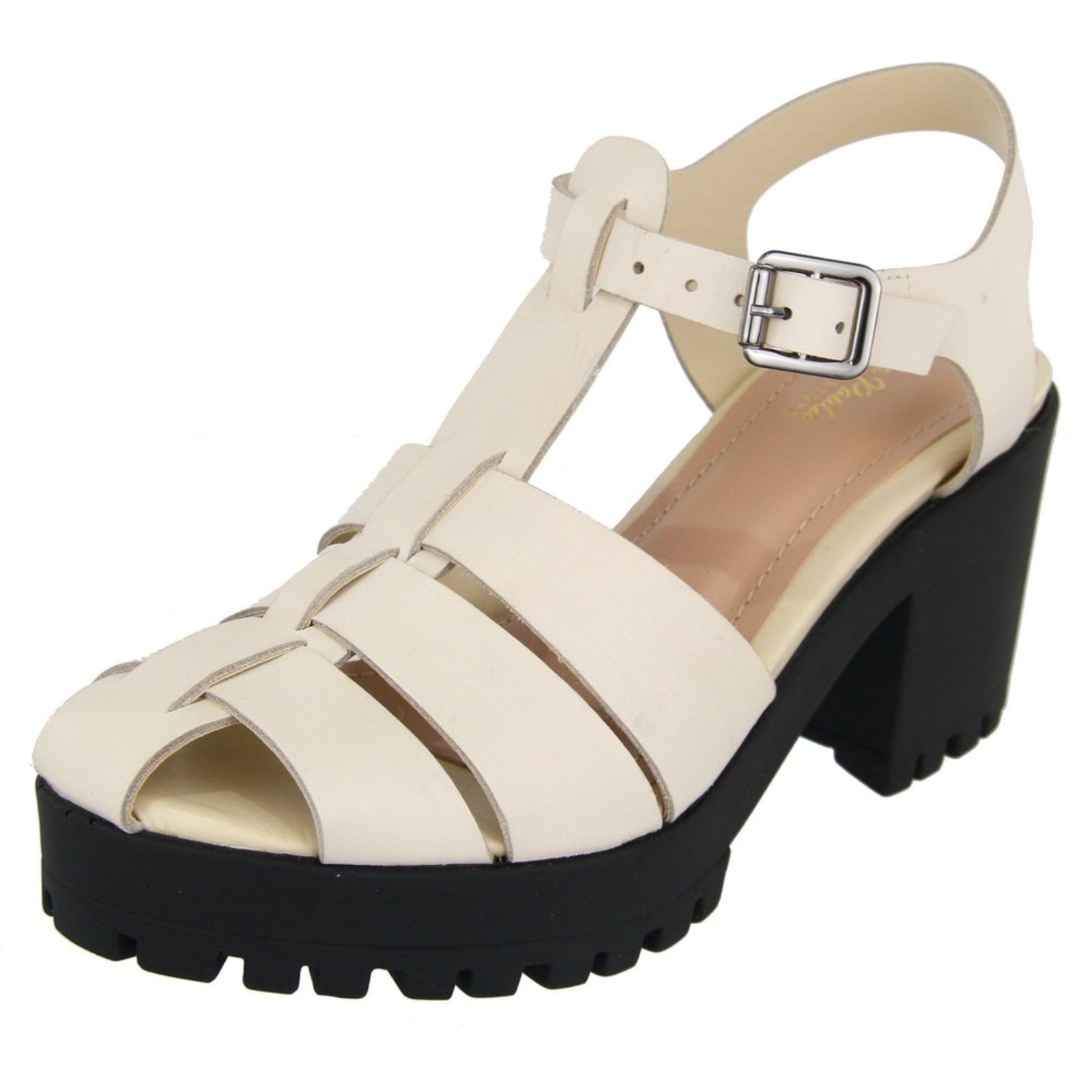 Imagem principal Sandália Feminina Tratorada em Couro Salto Bloco Tiras Maria Paula Off White MARIA PAULA off-white white
