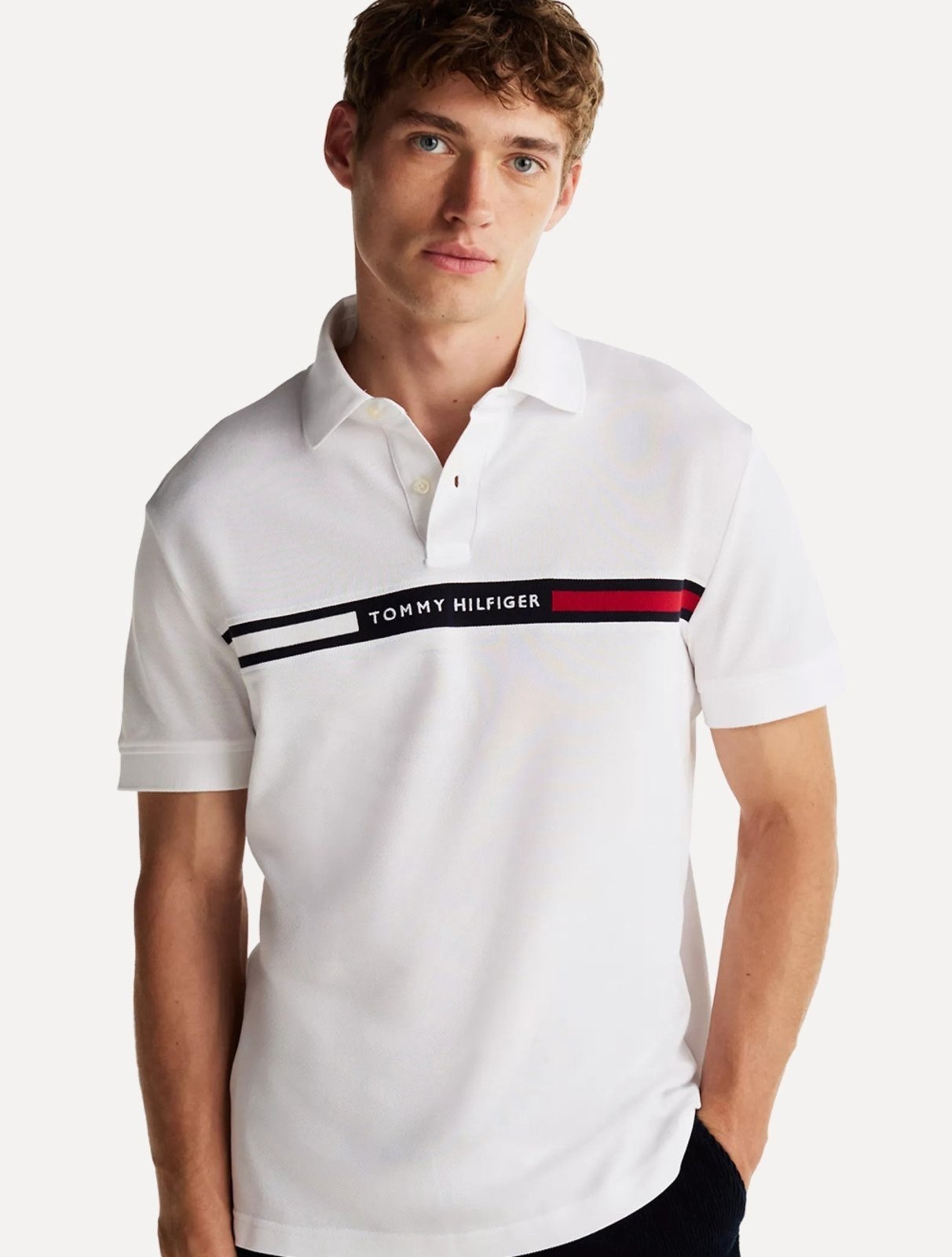 Imagem principal Polo Tommy Hilfiger Masculina Regular Chest Insert Logo Branca Tommy Hilfiger branco
