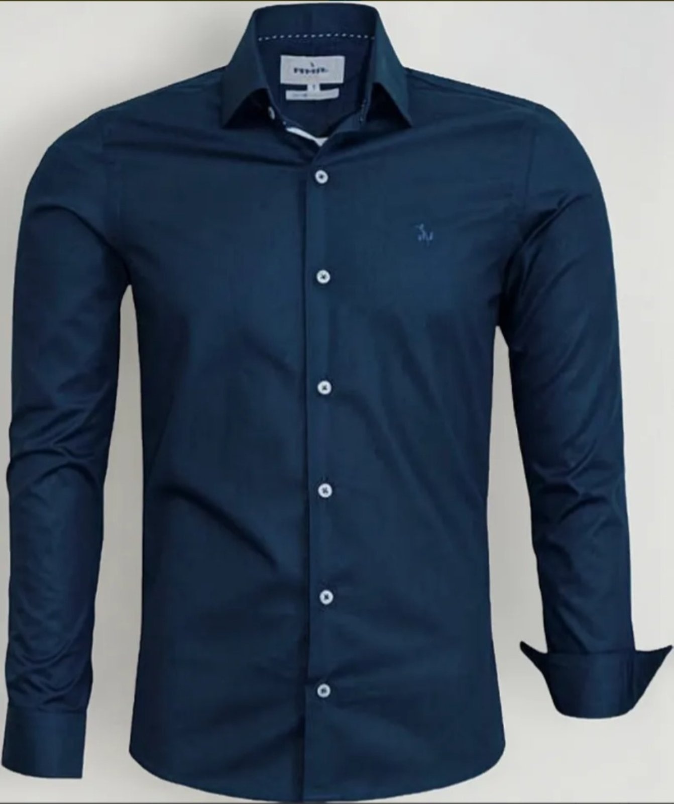 Imagem principal Camisa Social Amil Slim Cinema Algodão Manga Longa Luxo Marinho Amil azul marinho