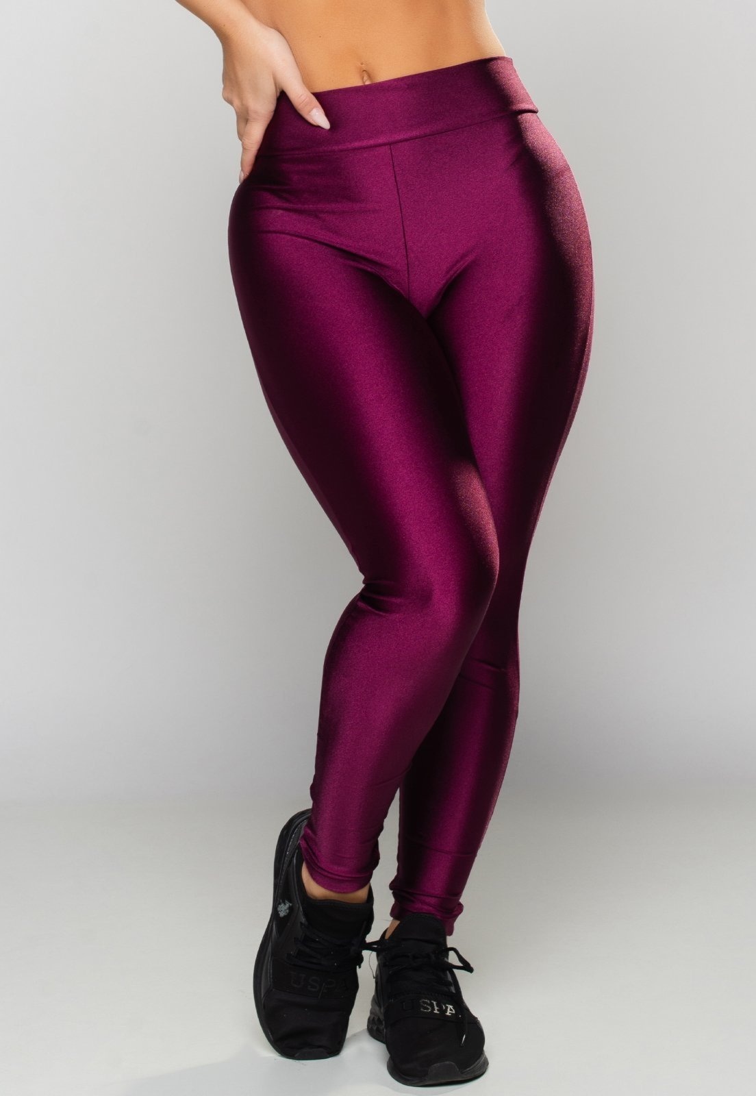 Imagem principal Calça MVB Modas Legging Poliamida Brilhosa Feminina Cintura Alta Mvb Modas vinho