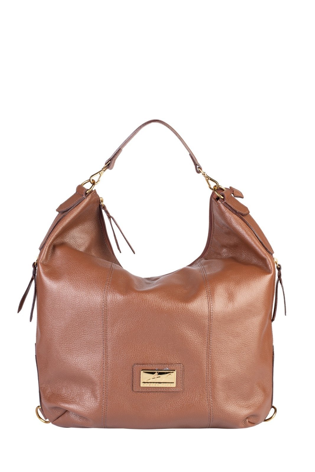 Imagem principal Bolsa saco mochila em couro liso Charlote - Whisky Andrea Vinci caramelo