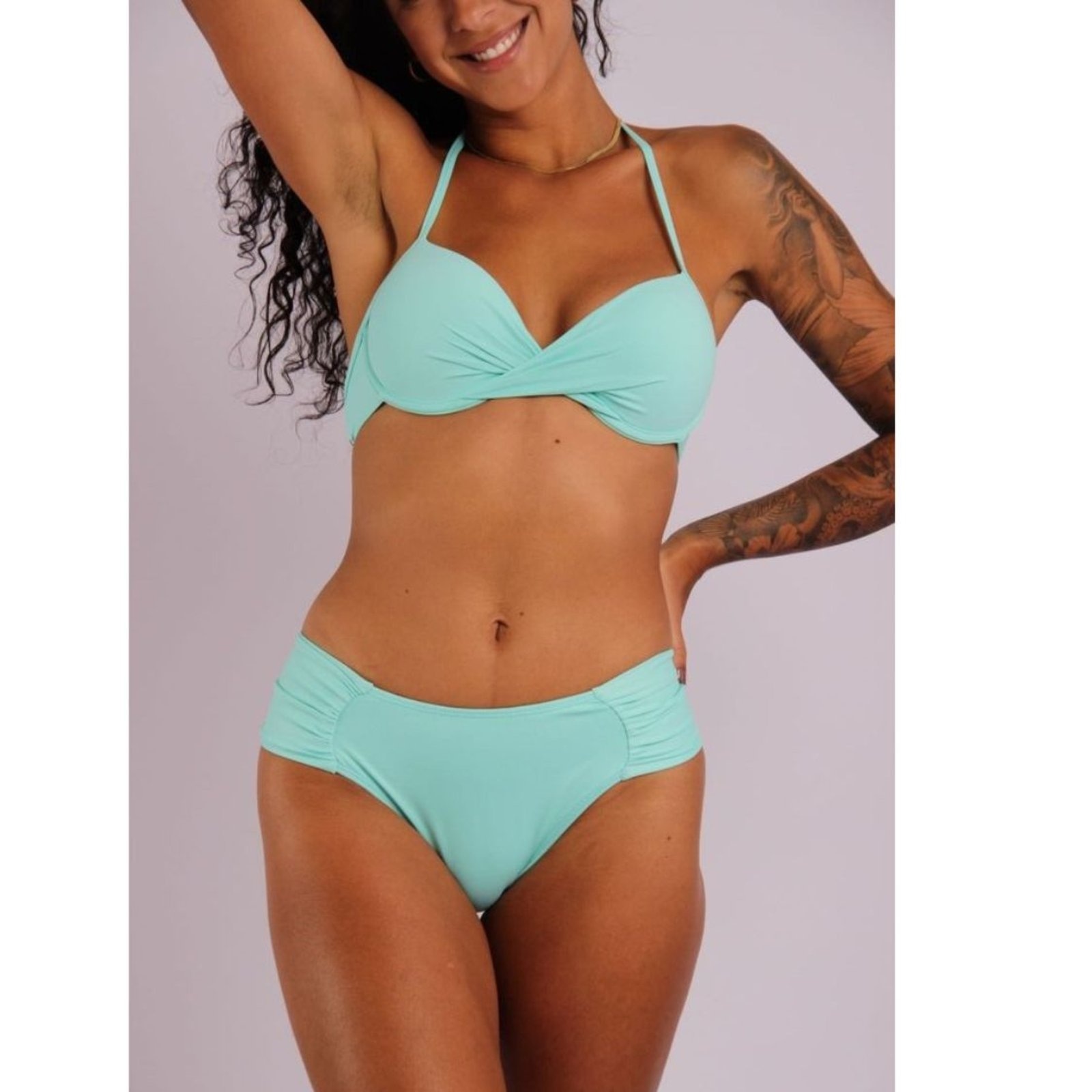 Imagem principal 2405 - Calcinha do Biquíni Com Lateral Larga Franzida Aruba - Duna Casual DunaCasual azul