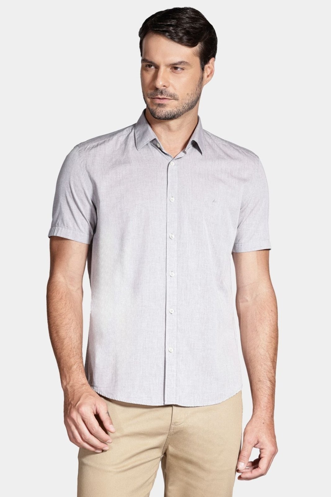 Imagem principal Camisa Aramis Manga Curta Slim em Algodão Liso Willis Canela Aramis incolor