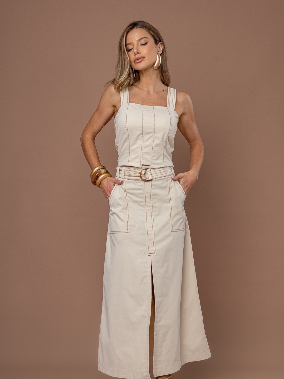 Imagem principal Saia Clubsoda sarja longa Clubsoda bege