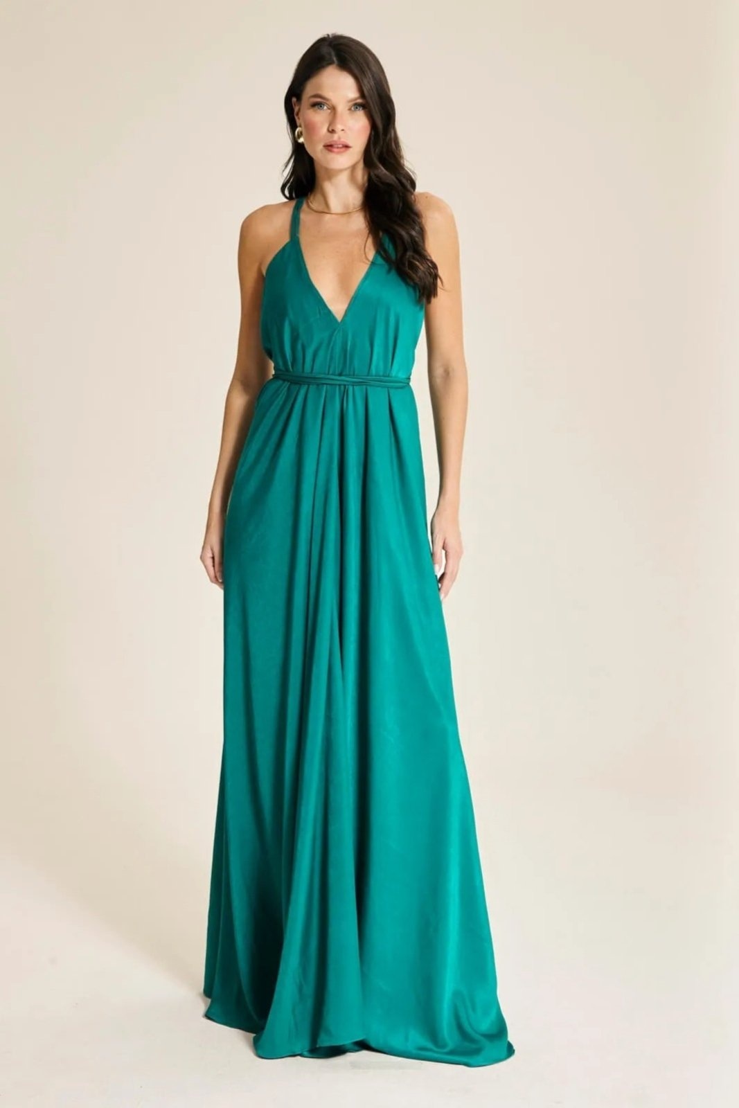 Imagem principal Vestido Longo Crepe Alças Finas Havai Festa Savage VIC BRAND verde