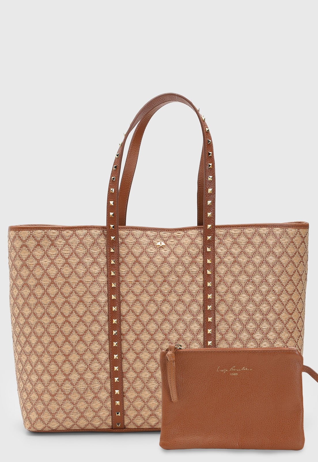 Imagem principal Bolsa Grande e Necessaire Luiza Barcelos Tramado Geométrico Luiza Barcelos marrom