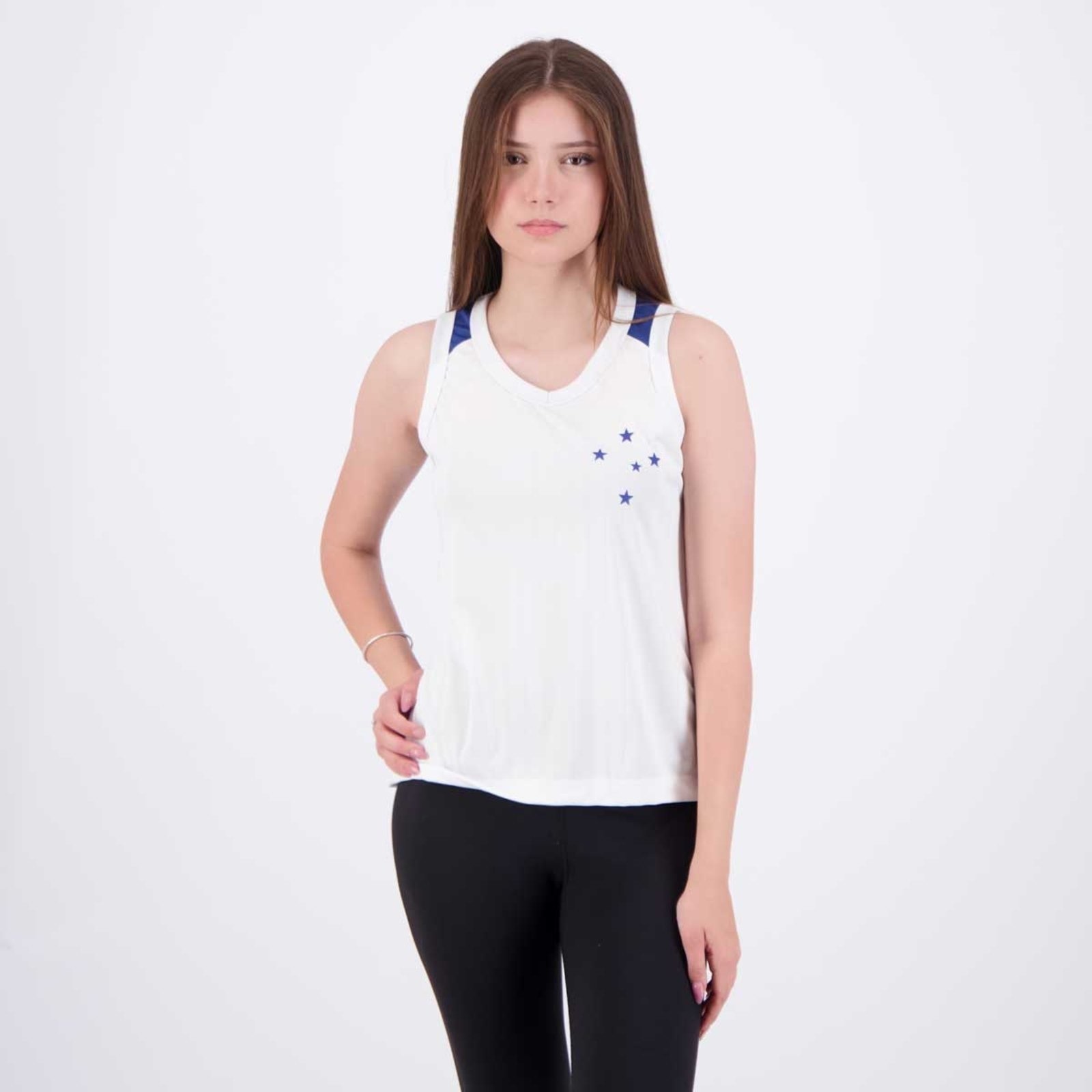 Imagem principal Regata Cruzeiro Tear Feminina Branca braziline branco