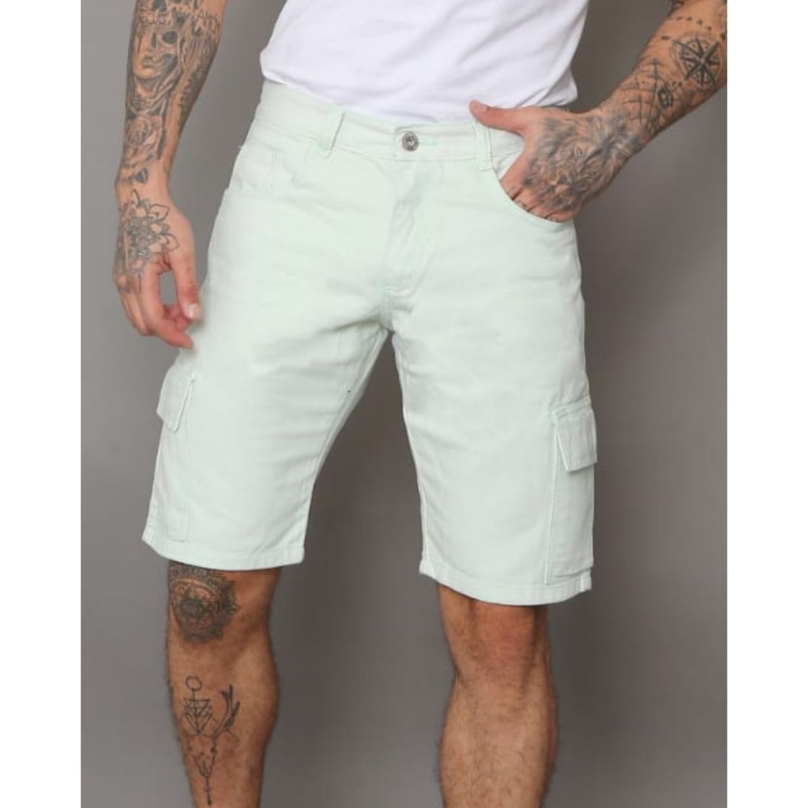 Imagem principal Bermuda Masculina Alleppo Cargo Claro Vitor Alleppo Jeans verde