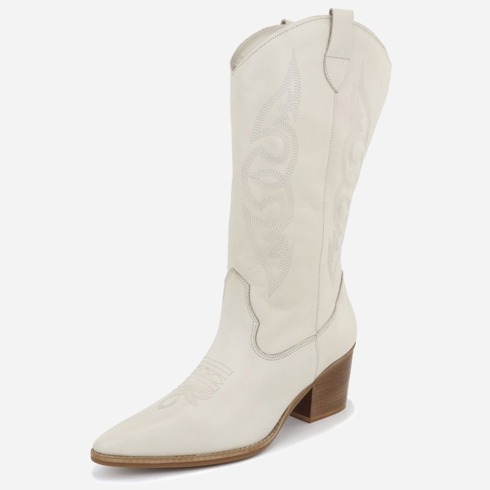 Imagem principal Bota Maria Paua Store Texana Feminina Couro Moda Country Bico Fino Cowgirl Off-white MARIA PAULA off-white white