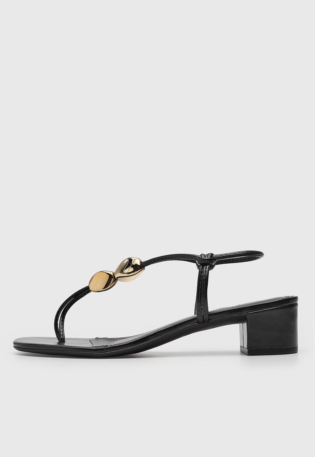 Imagem principal Sandália Feminina Santa Lolla Salto Bloco Detalhe Dourado Preta Santa Lolla preto