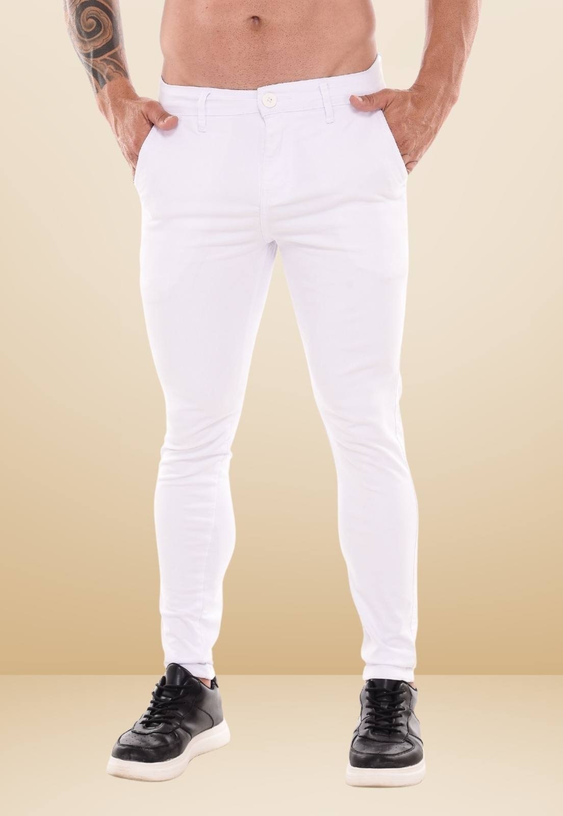 Imagem principal Calça Masculina Sarja Mys Jeans Elastano Linha Premium Ethereal Jeans branco