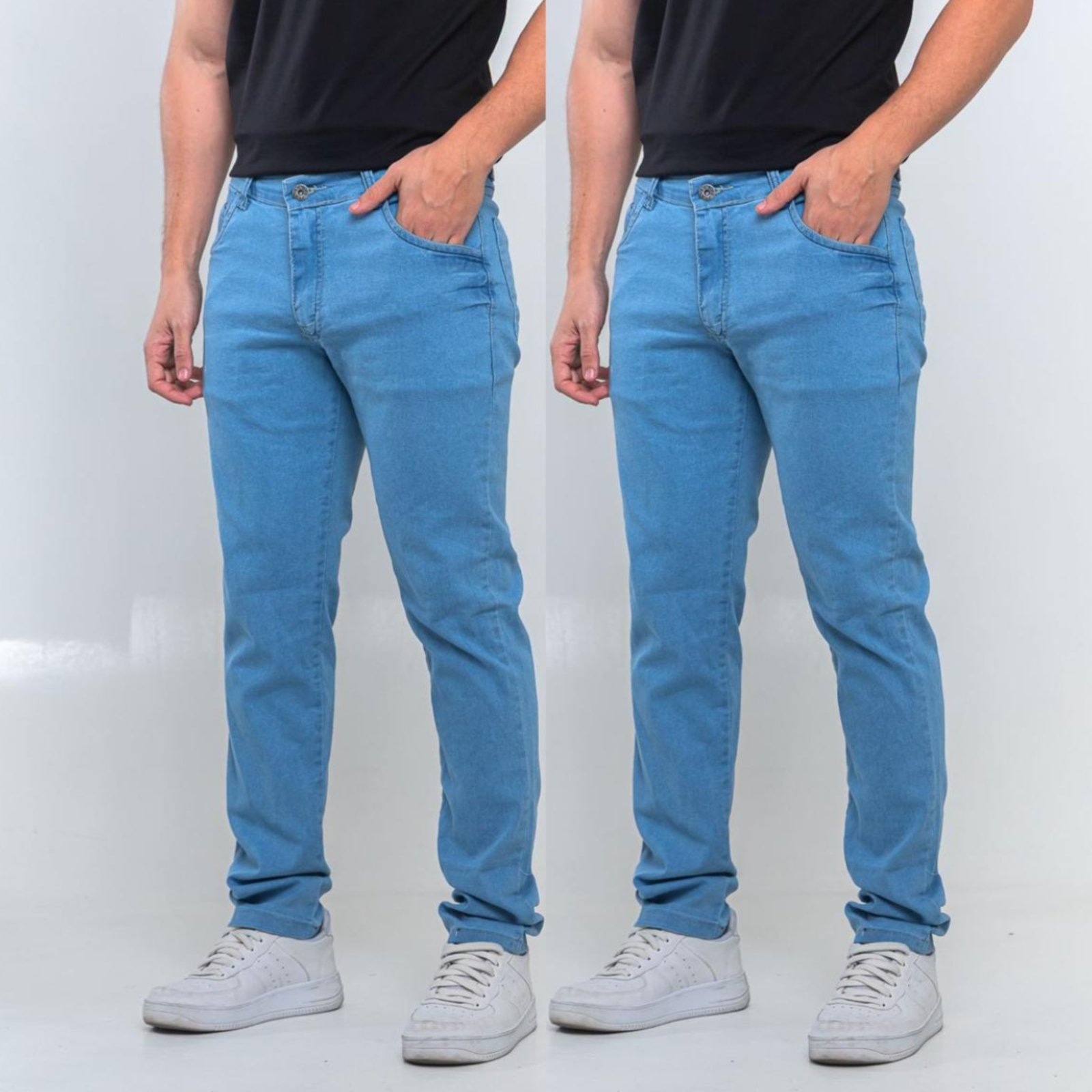 Imagem principal Kit 2 Calças Jeans Delave Masculina Tempo Habil Confortavel e Casual 5 Estilo azul/jeans azul