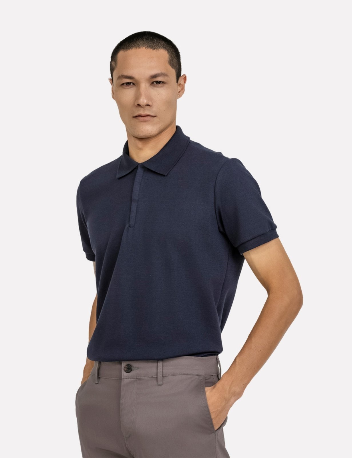 Imagem principal Polo K&J Black Regular Piquet Premium Zíper Azul Marinho King E Joe azul marinho black