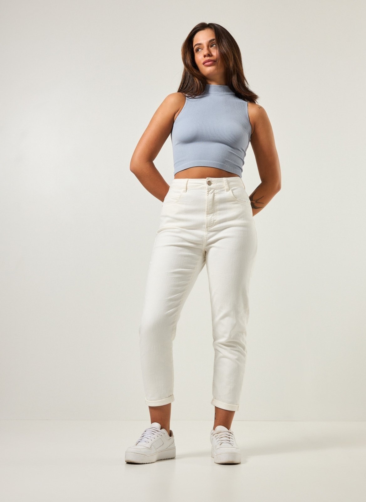 Imagem principal Calça Mom De Sarja Com Elastano Youcom marrom