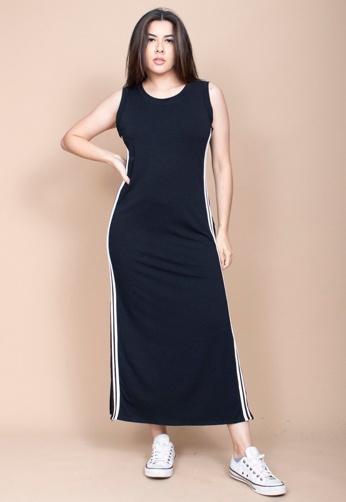 Imagem principal Vestido Cabanafree Midi Fenda Lateral Track Dress Cabanafree preto