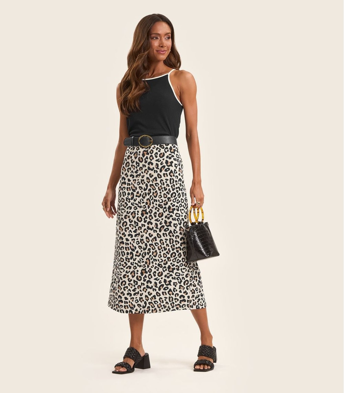 Imagem principal Saia Super Midi Feminina em Cotton leve Rovitex Rovitex bege