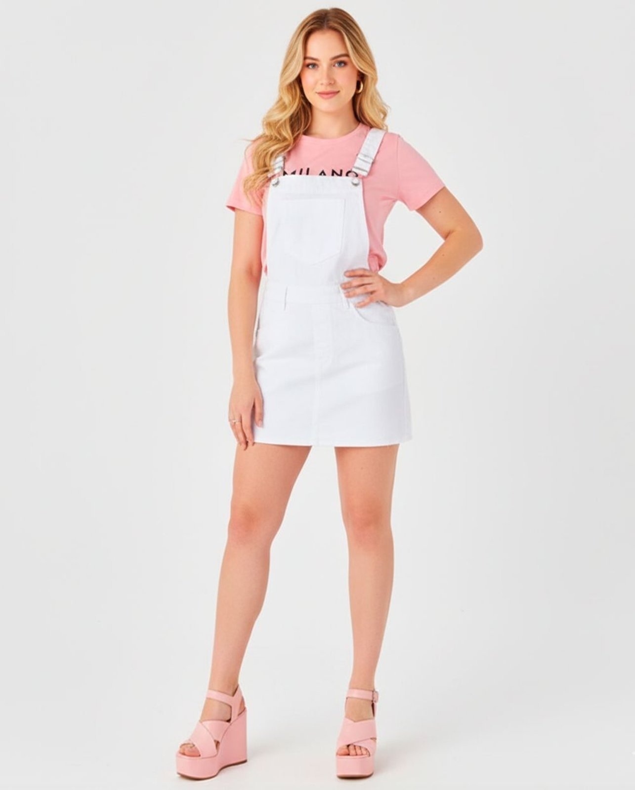 Imagem principal Jardineira Feminina Shorts Saia com Barra a Fio 22442 Consciência branco