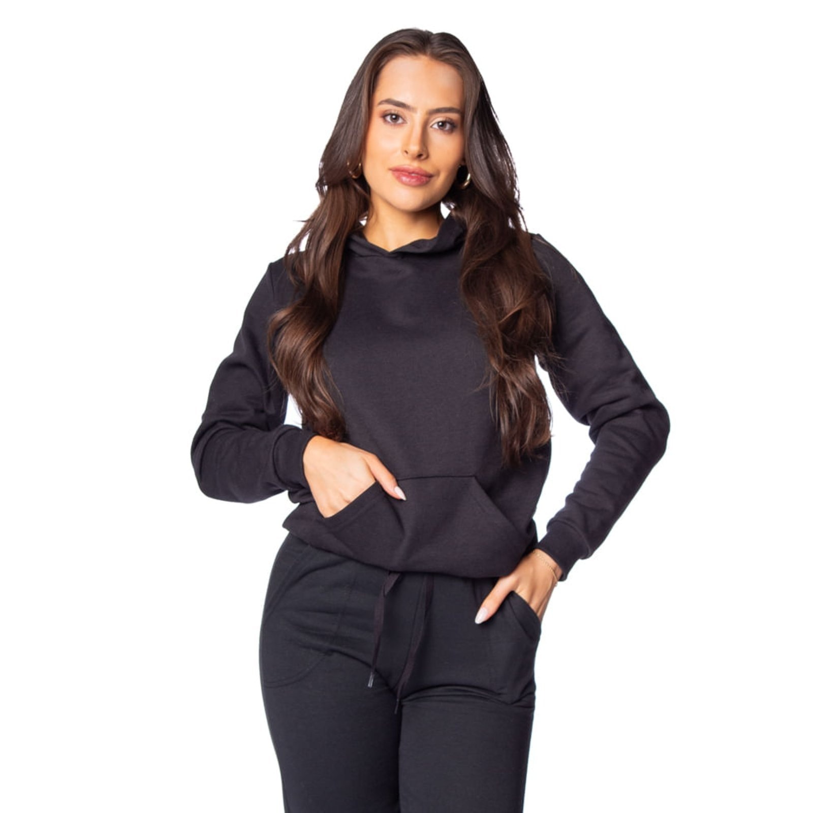 Imagem principal Blusão de Moletom Feminino Desayner com Capuz Desayner preto