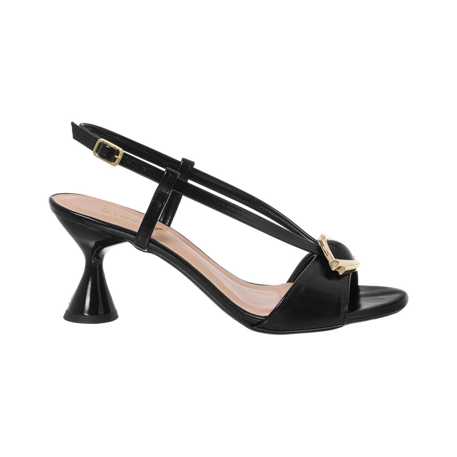 Imagem principal Sandália Feminina Stessy Salto Taça Confortável Elegante Estilosa Enfeite Verão Stessy Shoes preto