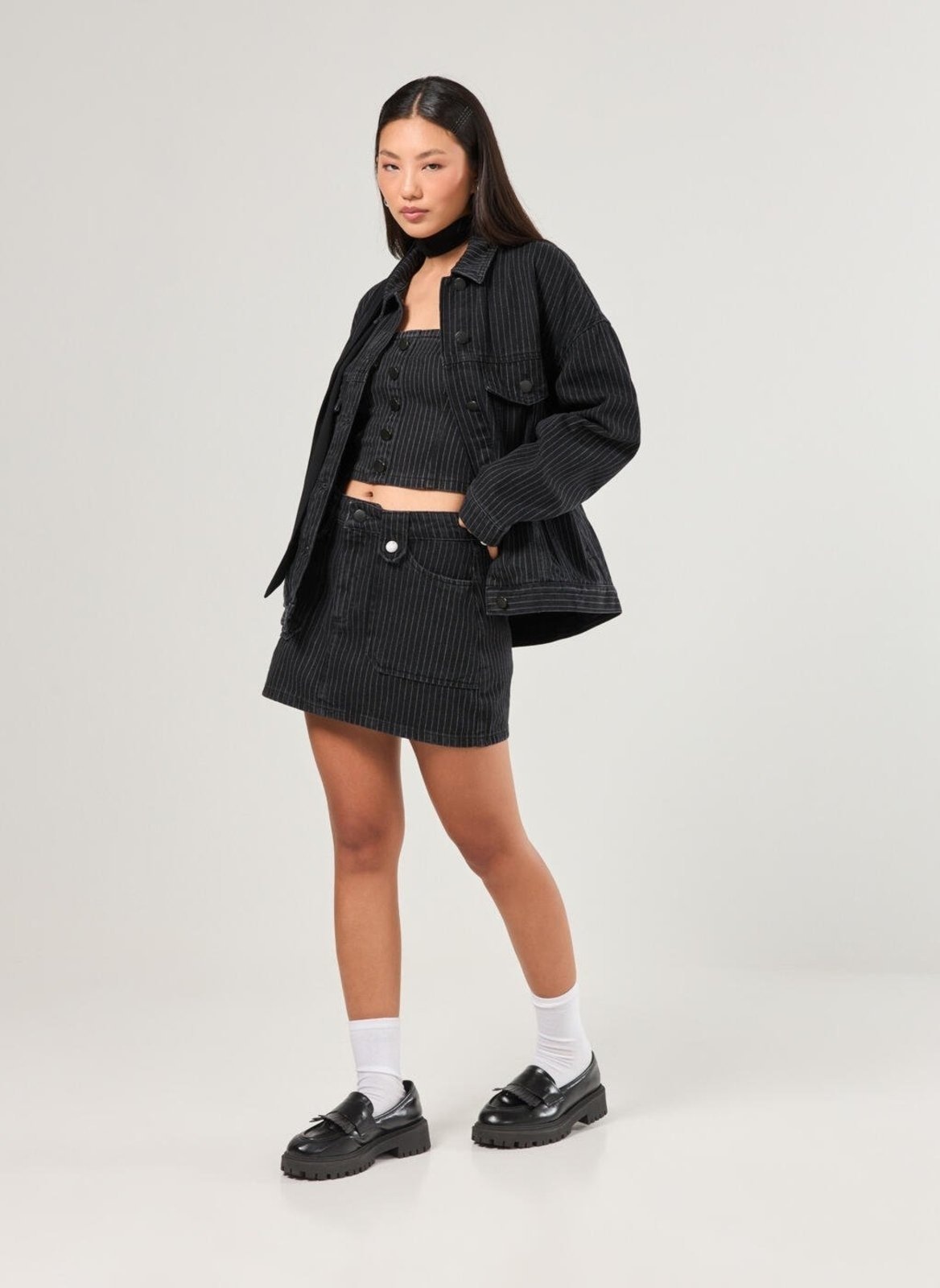 Imagem principal Saia Jeans Preta Risca De Giz Youcom estampado