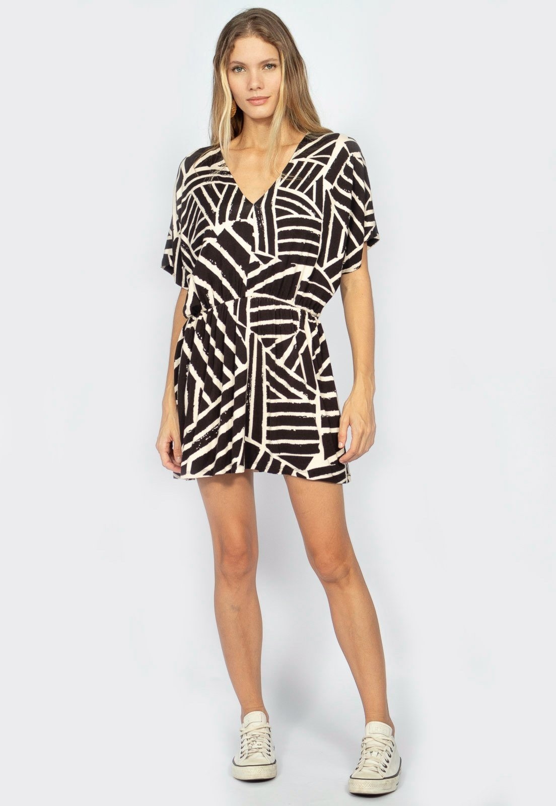 Imagem principal Vestido Amazonia Vital Curto Saída de Praia Maragogi Malha Manga Morcego Étnico Maia o Amazonia Vital estampado/multicolorido/preto