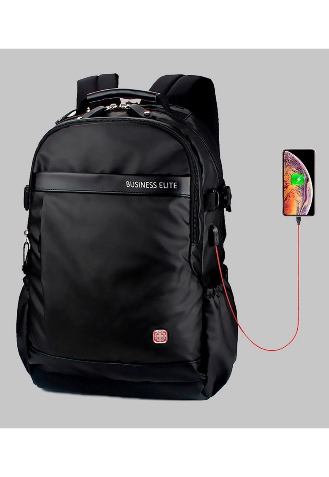 Imagem principal Mochila Masculina Cabo De Aço Executiva Viagem Grande Usb E Fecho De Segurança Embutido Crossgear Preta 01 Crossgear preto